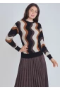 Multicolor Waves on Knit Sweater