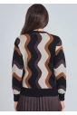 Multicolor Waves on Knit Sweater