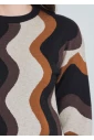 Multicolor Waves on Knit Sweater