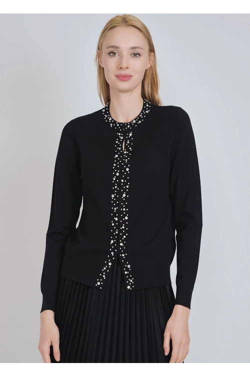 Night's Radiance Black Knit Cardigan