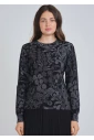 Midnight Garden: Black Sweater with Floral Print