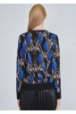 Knit Top with Blue Diamond Motifs