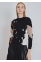 Versatile Black Color Block Sweater