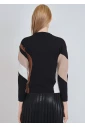 Versatile Black Color Block Sweater