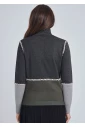 Cozy Grey Knit: Sweater with Color Block Patterns & Embroidery