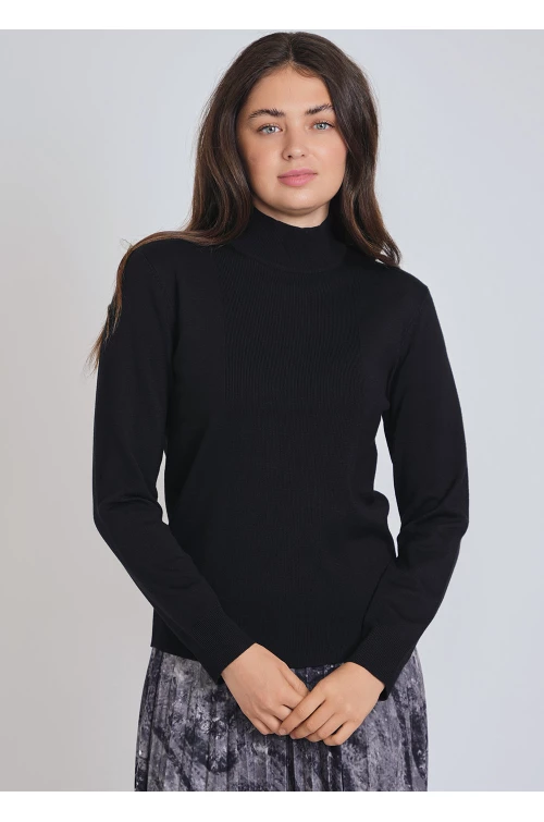 Freeform Black High Neck Knit Top
