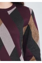 Abstract Geo Designs on Burgundy Knit Top