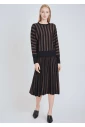 Rib Knit Midi Skirt: Subtle Camel Details