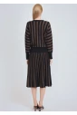 Rib Knit Midi Skirt: Subtle Camel Details