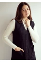 Black Ribbed Daywear Vest with Button Fastening