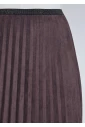 Dark Brown Pleated Suede Midi Skirt
