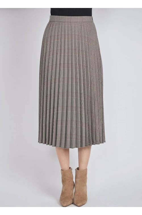 Modern Classic: Grey Plaid Pleated Skirt