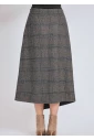 Asymmetric Allure: Checkered Grey Midi Skirt
