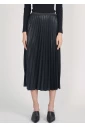 Subtle Shine Black Pleated Midi Skirt