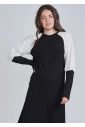 Classic Color Block Long Sleeve Tee: Black & White