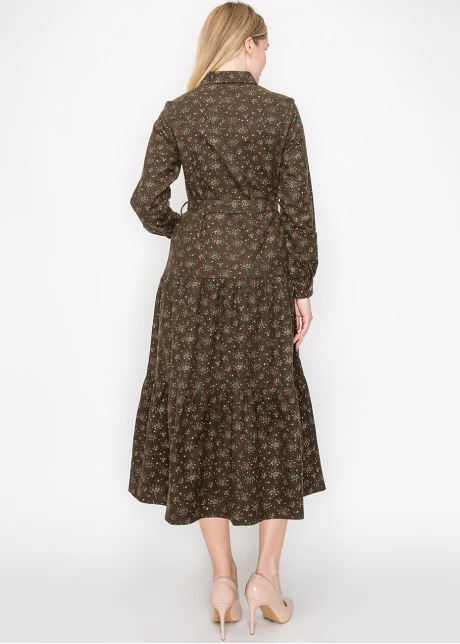 Autumn Blossom Belted Midi Dress