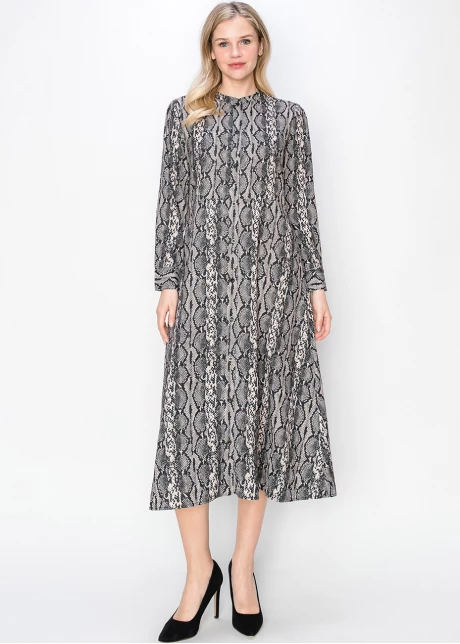 Black Serpentine Print Dress