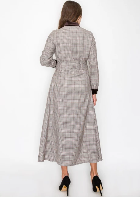Mauve Plaid Maxi Shirt Dress