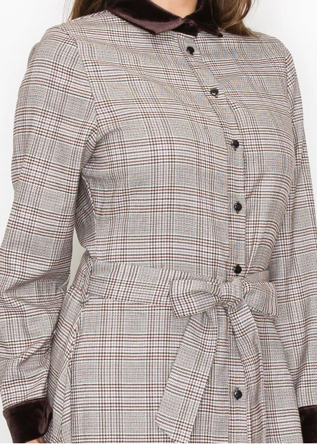 Mauve Plaid Maxi Shirt Dress