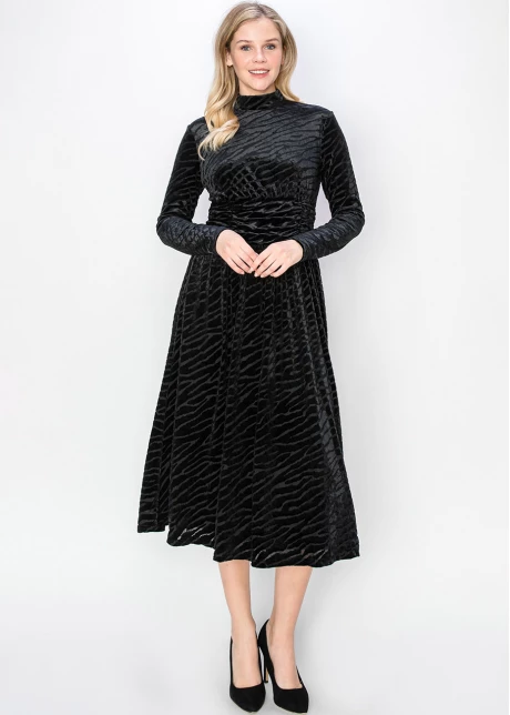 Black Velvet Midi Dress