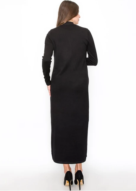 Black Knit Midi Dress with Button Detail