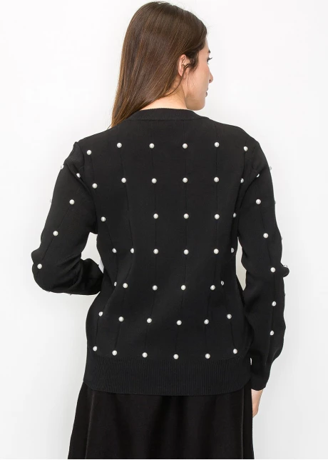 Pearl Embellished Black Knit Jacket