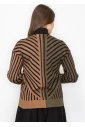 Camel & Black Sweater with Artistic Stripes