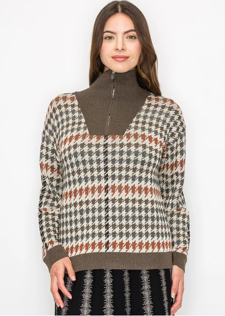 Autumn Houndstooth Knit Sweater
