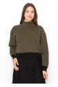 Olive High-Neck Knit Sweater