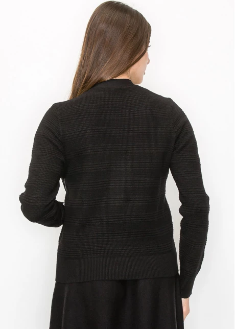 Buttoned Black Knit Cardigan with Pockets