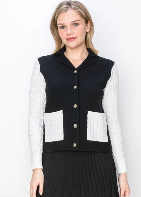 Black and White Contrast Cardigan