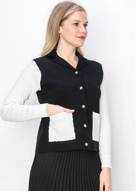 Black and White Contrast Cardigan