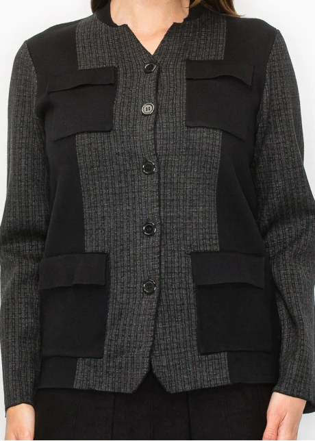 Grey Knit Cardigan with Modern Pocket Details