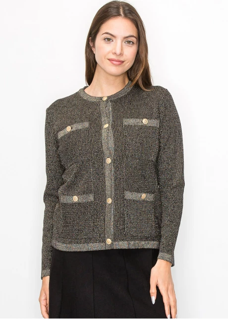 Elegant Gold Cardigan with Front Pockets