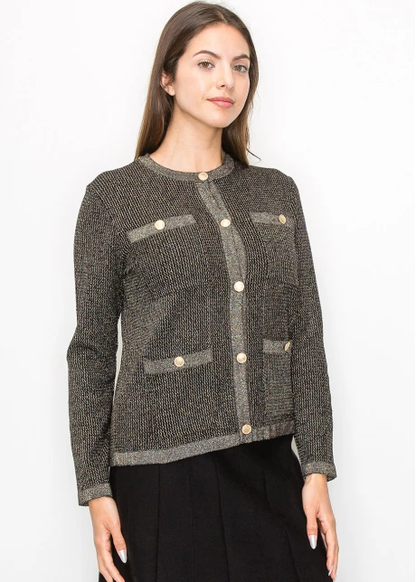 Elegant Gold Cardigan with Front Pockets