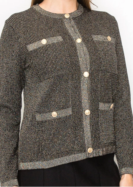 Elegant Gold Cardigan with Front Pockets
