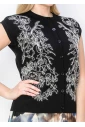 Black Floral Embroidered Vest