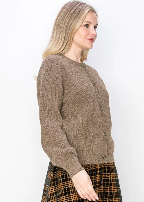 Ribbed Knit Taupe Cardigan