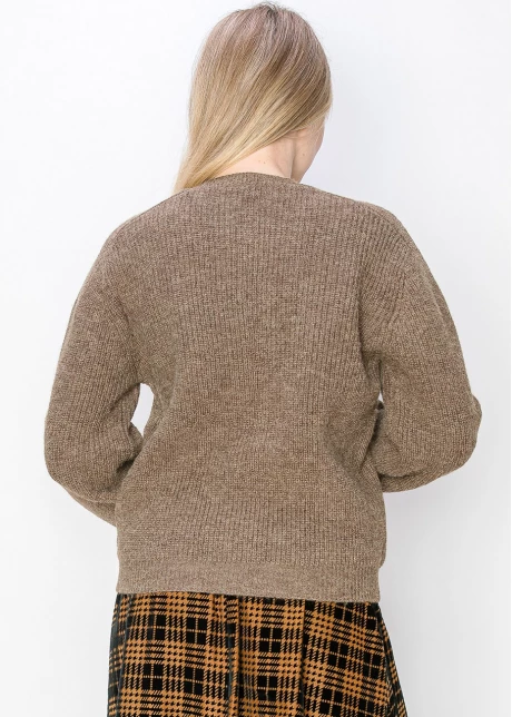 Ribbed Knit Taupe Cardigan
