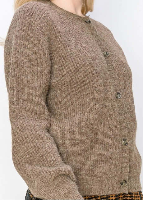 Ribbed Knit Taupe Cardigan
