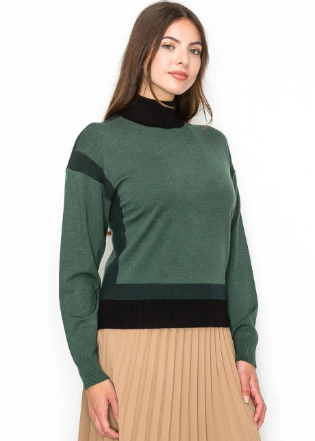 Two-Tone Turtleneck Pullover