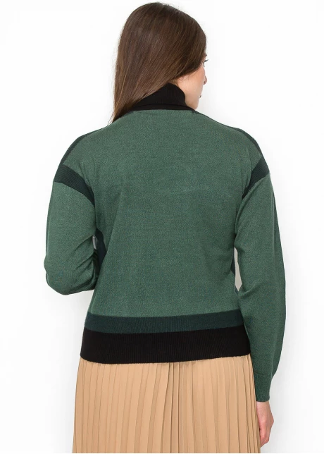 Two-Tone Turtleneck Pullover