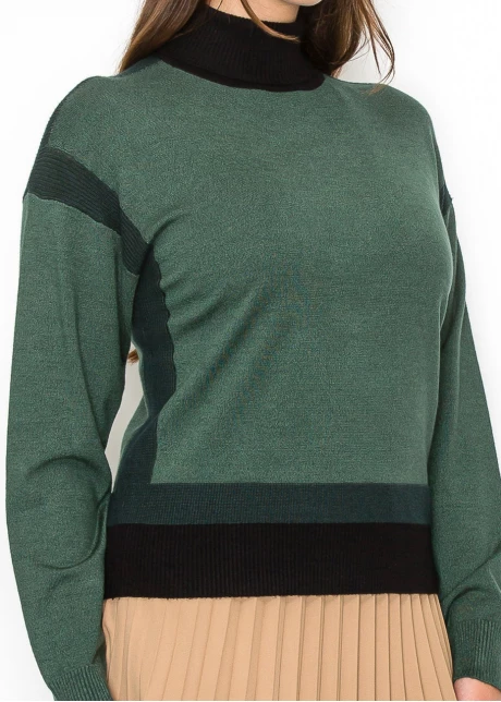 Two-Tone Turtleneck Pullover