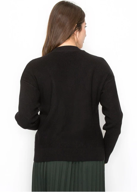 Black Zip Cardigan with Pocket Detail