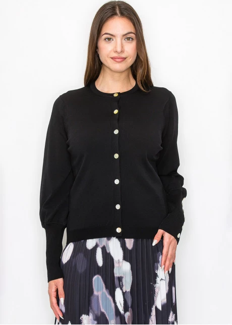 Black Knit Cardigan with Stylish Sleeve Details