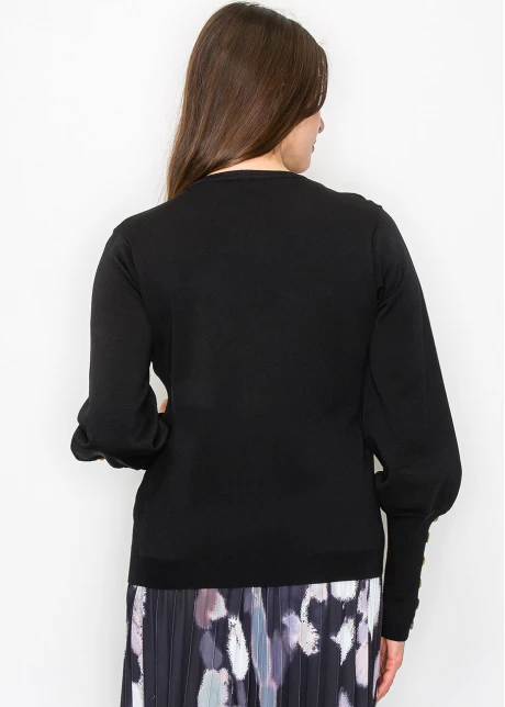 Black Knit Cardigan with Stylish Sleeve Details