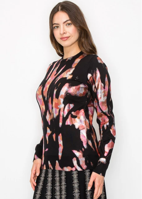 Color Splash Abstract Knit Top