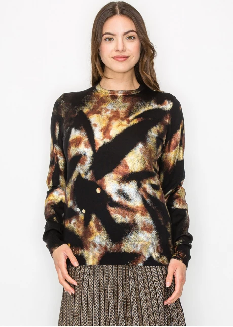 Golden Haze Abstract Knit Sweater