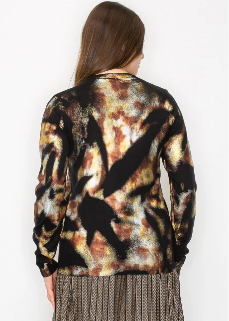 Golden Haze Abstract Knit Sweater