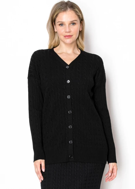 Classic Black Cable Knit Cardigan